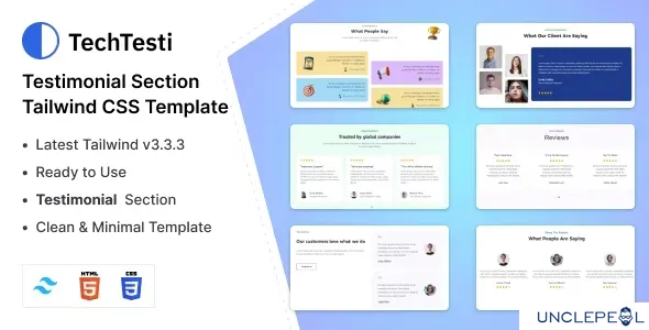 TechTesti - 评价部分 Tailwind CSS 3 HTML 模板 1.0.0