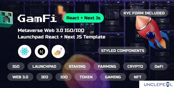 GamFi - 元宇宙 Web3 IGO 启动板 React, Next JS 模板 1.2