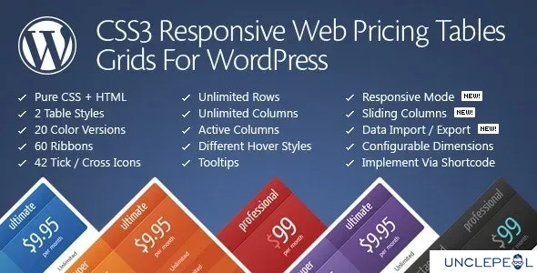 CSS3 比较定价表 WordPress 插件11.5