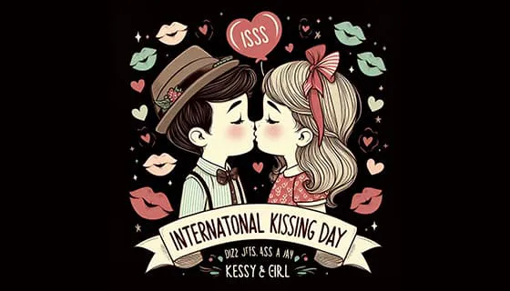 拥抱接吻的情侣恋人设计国际接吻日图片素材(JPG)