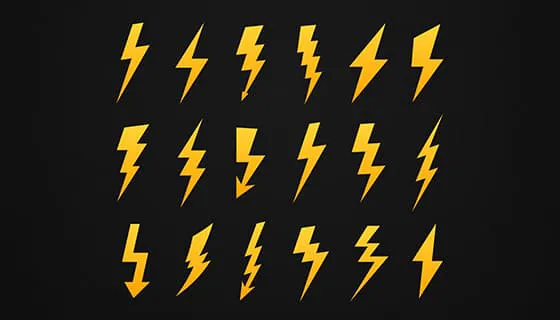 18个不同样式的闪电图标矢量素材(EPS)