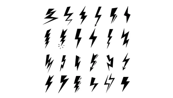 24个扁平风格的黑色闪电图标矢量素材(EPS)