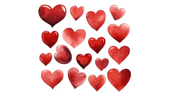 17个手绘红色爱心图片素材(JPG)