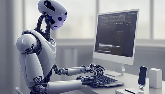 正在使用电脑计算机的机器人图片素材(JPG)二