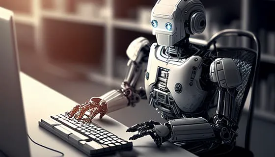 正在使用电脑计算机的机器人图片素材(JPG)四