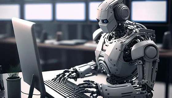 正在使用电脑计算机的机器人图片素材(JPG)一