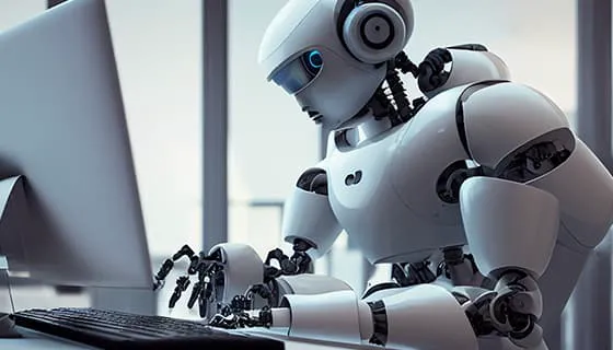 正在使用电脑计算机的机器人图片素材(JPG)三