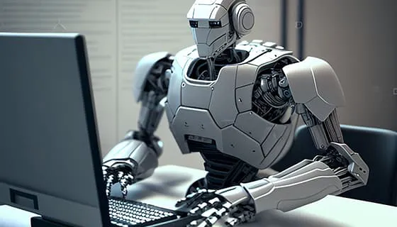 正在使用电脑计算机的机器人图片素材(JPG)七