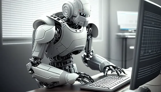 正在使用电脑计算机的机器人图片素材(JPG)六