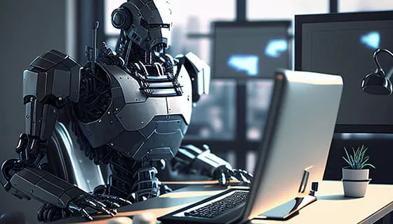 正在使用电脑计算机的机器人图片素材(JPG)五