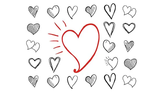 手绘涂鸦风格的爱心矢量素材(EPS)一