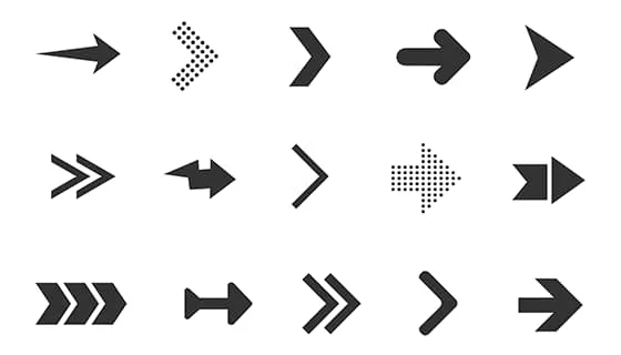 15个不同样式的黑色箭头矢量素材(EPS)