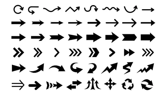 48个不同样式的黑色箭头矢量素材(EPS)