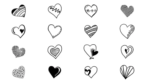 16个手绘涂鸦风格的爱心矢量素材(EPS)二