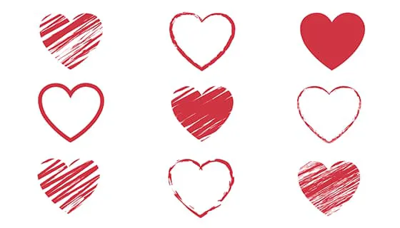 九个红色爱心矢量素材(EPS)