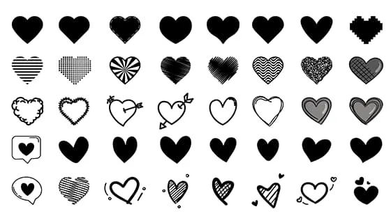 65个爱心图标矢量素材(EPS)