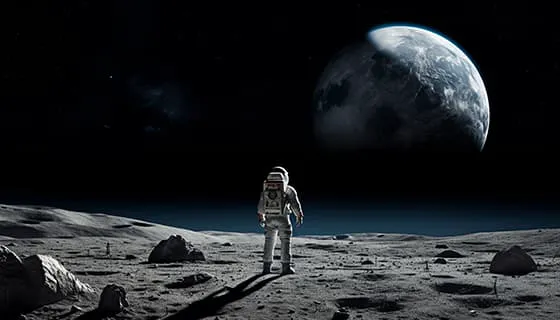 站在月球上的宇航员图片素材(JPG)