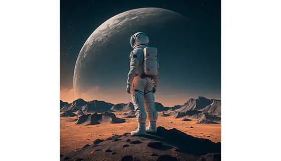 站在外星球上眺望的宇航员图片素材(JPG)