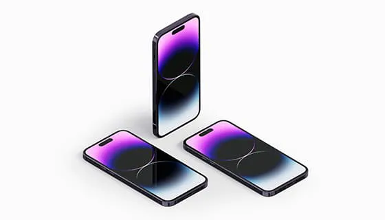 暗紫色 iPhone 14 Pro Max 手机素材(PSD)三