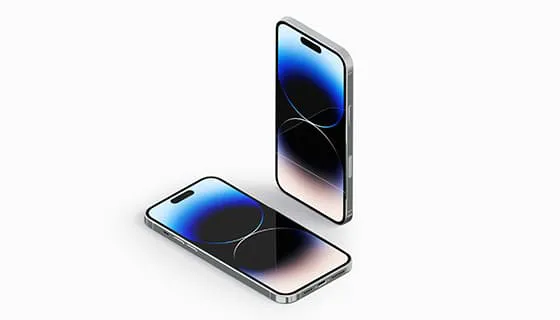 银色 iPhone 14 Pro Max 手机素材(PSD)二