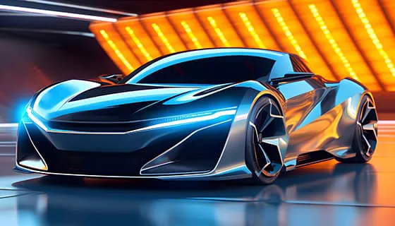 富有科技感的蓝色跑车图片素材(JPG)
