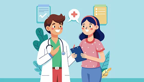 一位医生和一位女患者交谈矢量素材(EPS)