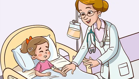 医生阿姨给不舒服的小女孩就诊矢量素材(EPS)