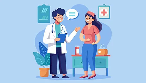 一位医生和一位孕妇交谈矢量素材(EPS)