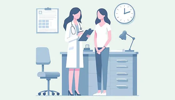 一位女医生和一位女患者交谈矢量素材(EPS)