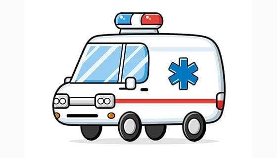 扁平风格可爱的救护车矢量素材(EPS)