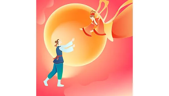 月下相会的牛郎织女七夕节矢量素材(EPS)