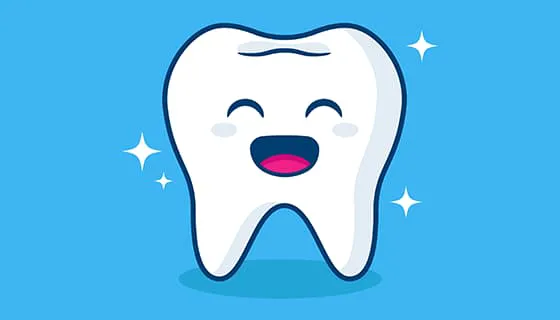 一颗笑弯了眼的洁白牙齿矢量素材(EPS)