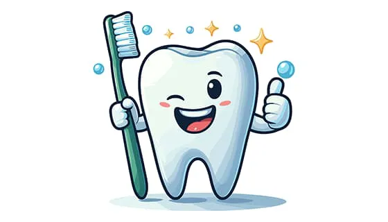 拿着牙刷竖起大拇指的牙齿矢量素材(EPS)二