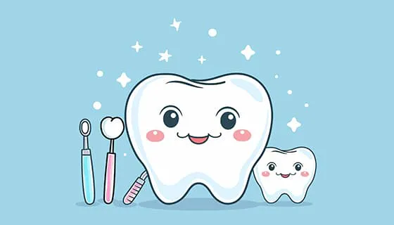 微笑的牙齿和牙刷矢量素材(EPS)