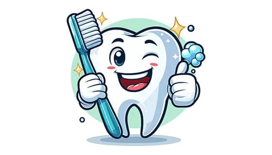 拿着牙刷竖起大拇指的牙齿矢量素材(EPS)