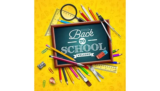 各种各样的学习工具设计开学季矢量素材(EPS)