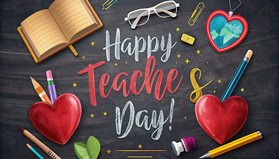 书本爱心铅笔等设计教师节快乐图片素材(JPG)