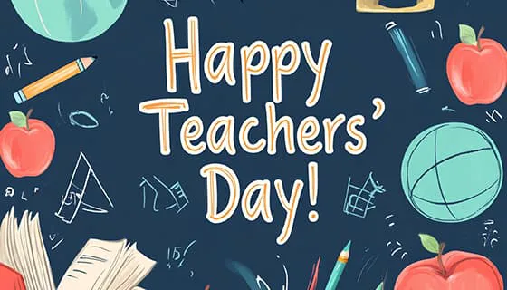 手绘地球书本铅笔等设计教师节快乐图片素材(JPG)