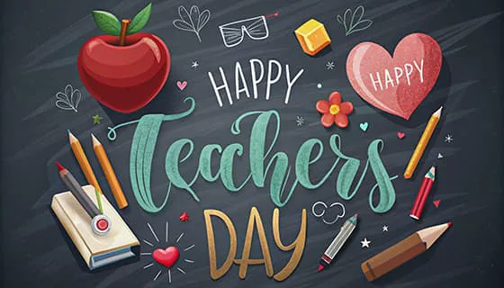 苹果爱心铅笔等设计教师节快乐图片素材(JPG)