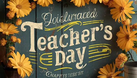 木板上的黄色菊花设计教师节图片素材(JPG)