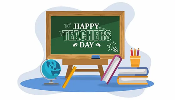 黑板和书本等设计教师节插画矢量素材(EPS)