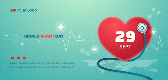 心脏和听诊器设计世界心脏日背景图片矢量素材(AI/EPS)二