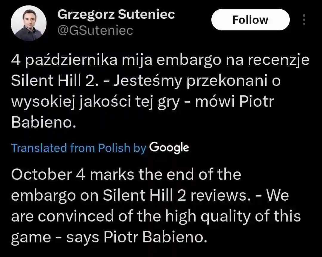 《寂静岭2:重制版》开发者信心十足 称游戏质量很高