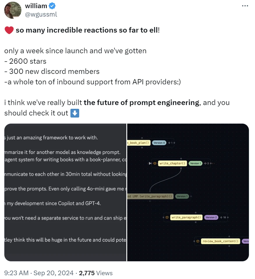 OpenAI前研究者发布提示词工程框架ell,升级版LangChain,支持版本控制和多模态