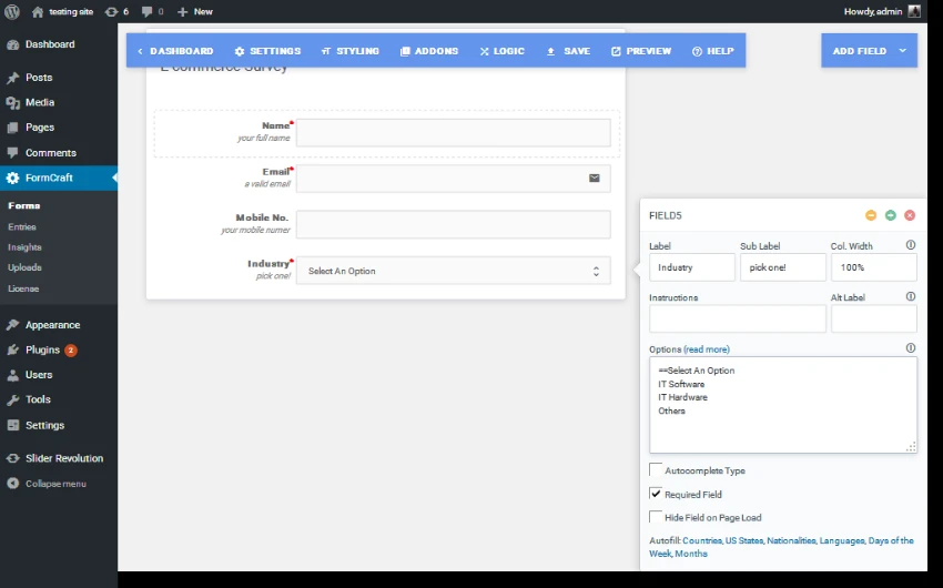 使用 FormCraft 插件创建令人惊叹的 WordPress 表单