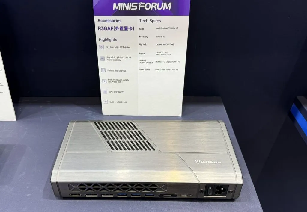 铭凡展示 R3GAF 外置显卡:最高 63 Gbps 传输、配 AMD RX 7600M XT GPU