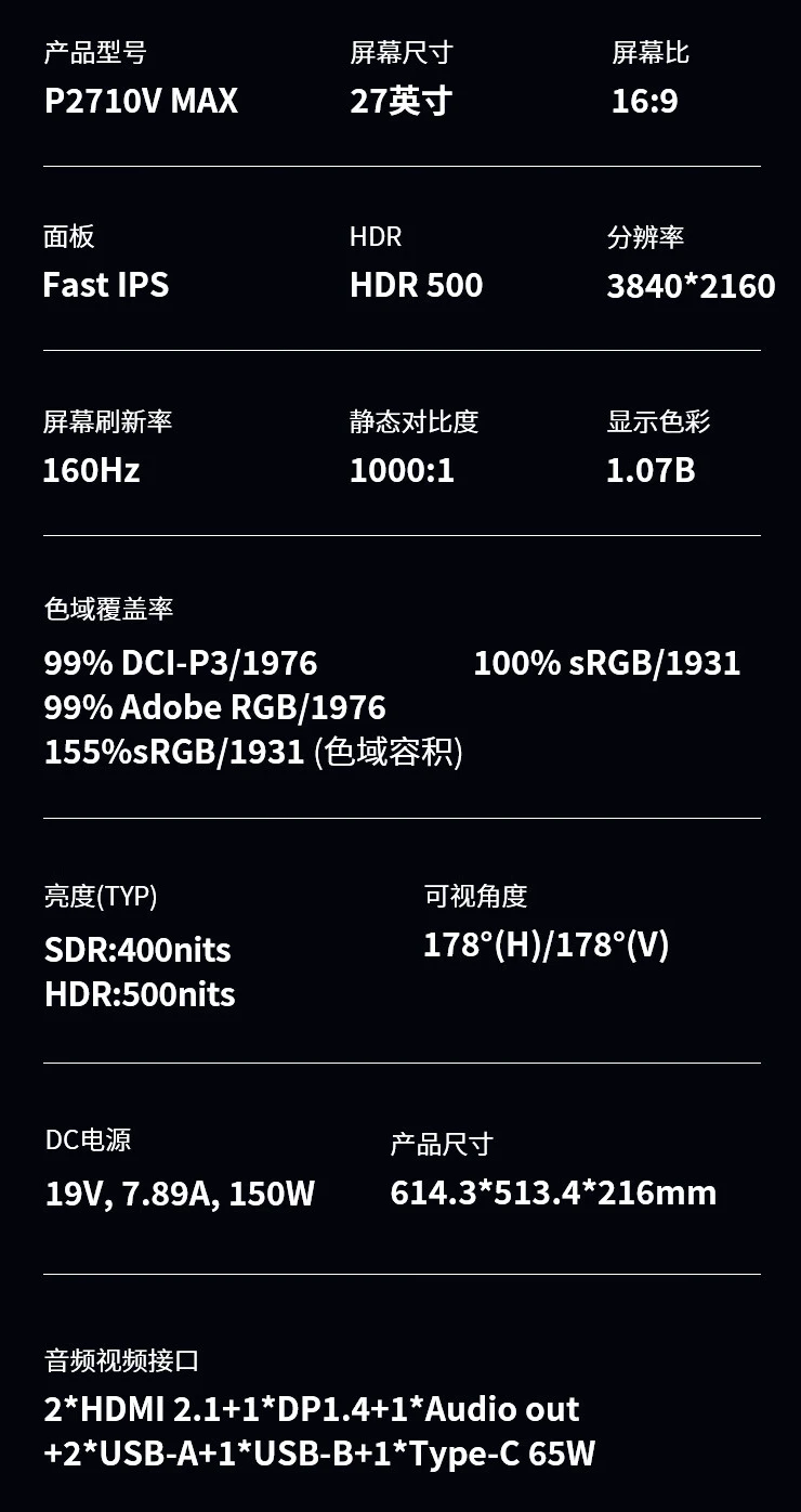 泰坦军团逆狱联名款 P2710V MAX 显示器开售：4K 160Hz、内置双扬，1999 元