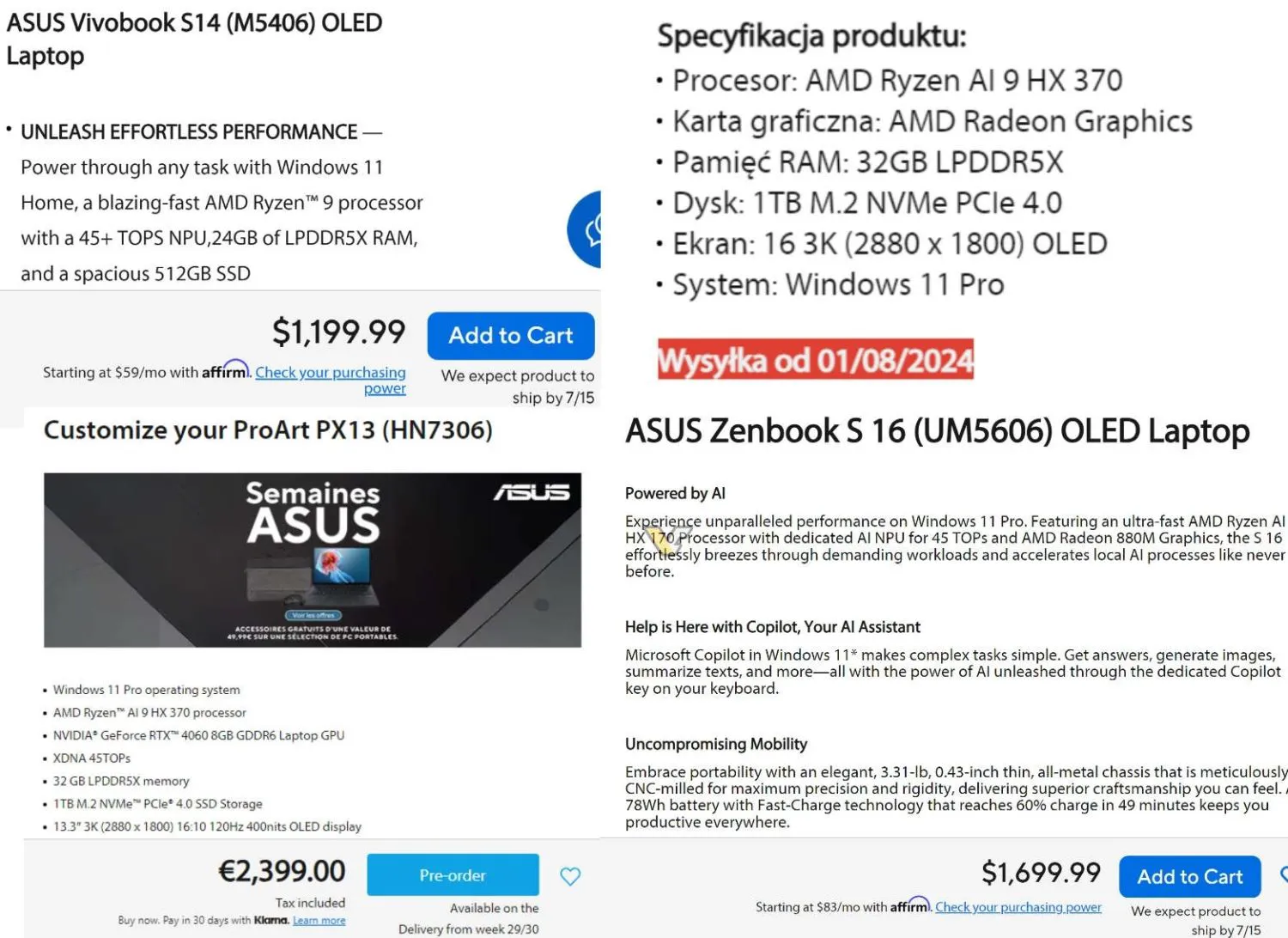 7 月 15 日发售,华硕预告搭载 AMD Ryzen AI 300 系列 APU 的笔记本