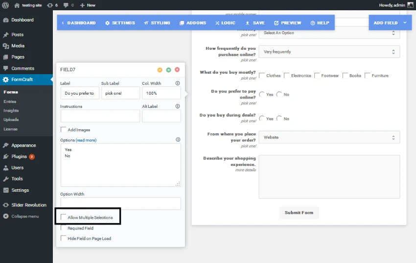 使用 FormCraft 插件创建令人惊叹的 WordPress 表单