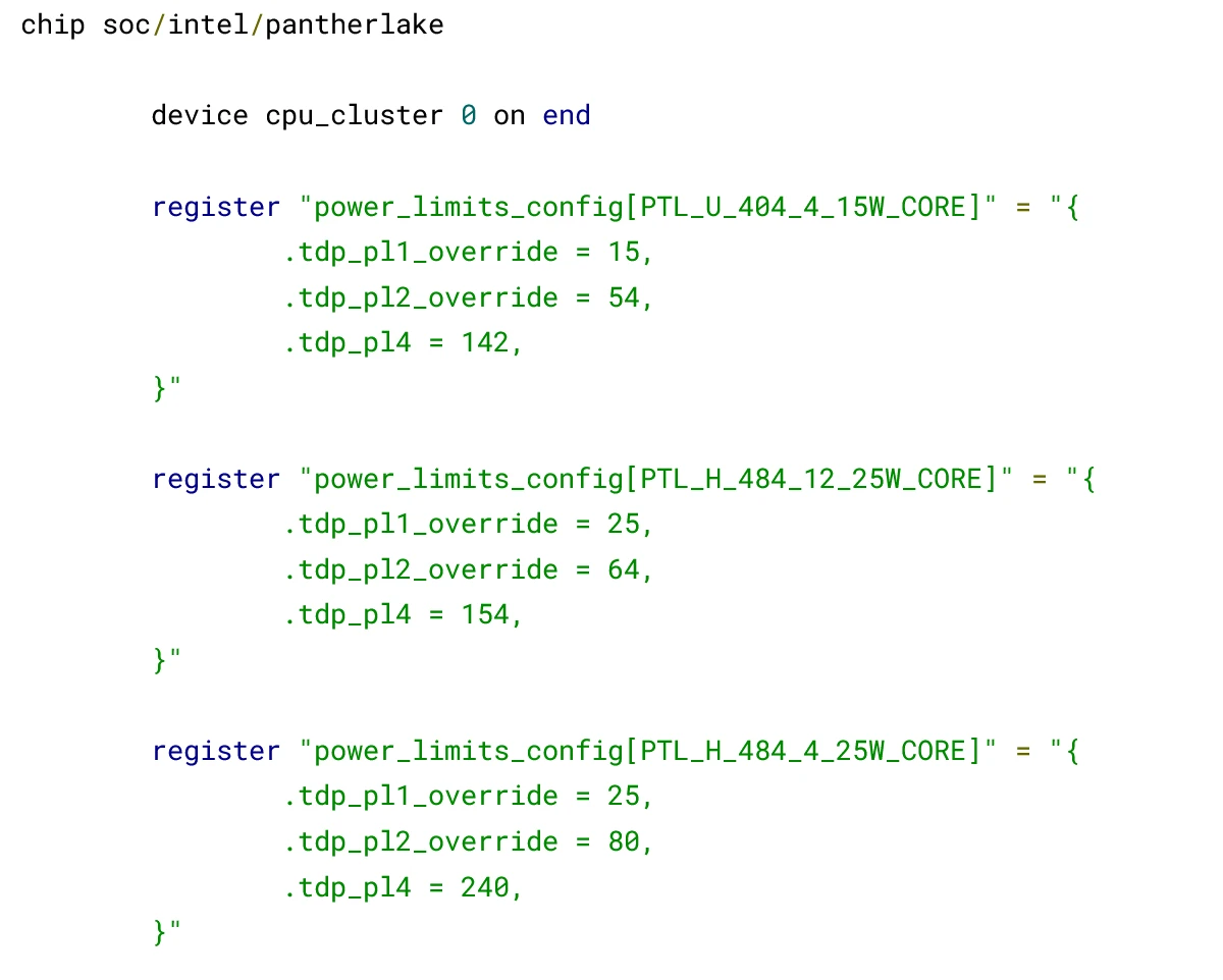 英特尔 Panther Lake-H 处理器无核显型号现身 Coreboot 代码